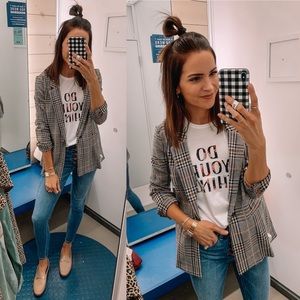 Old Navy Plaid Boyfriend Blazer